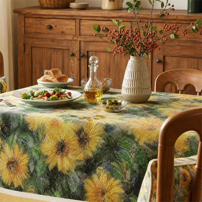 Vintage Painterly Sunflower Tablecloth