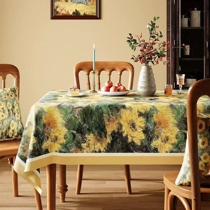 Vintage Painterly Sunflower Tablecloth