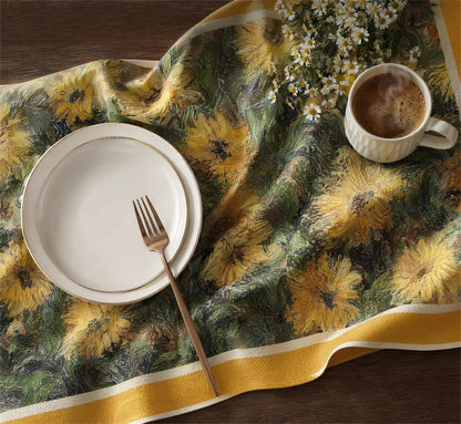Vintage Painterly Sunflower Tablecloth