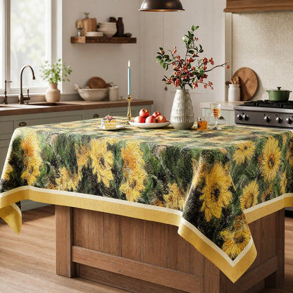 Vintage Painterly Sunflower Tablecloth
