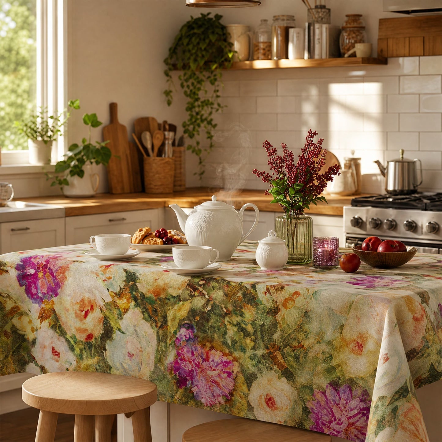 Soft Impressionist Rose Tablecloth