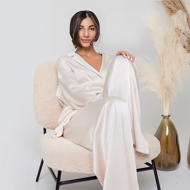 Solid Color Belted Women's Loungewear Set