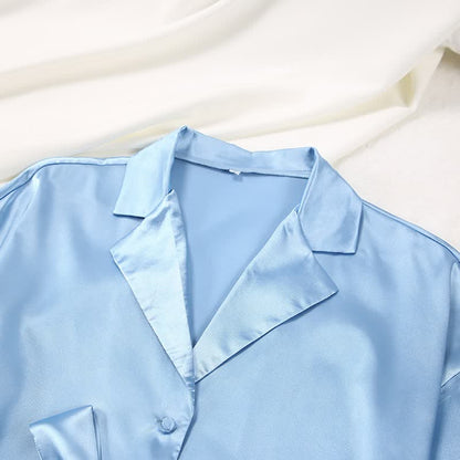 Solid Color Belted Women's Loungewear Set