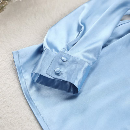 Solid Color Belted Women's Loungewear Set
