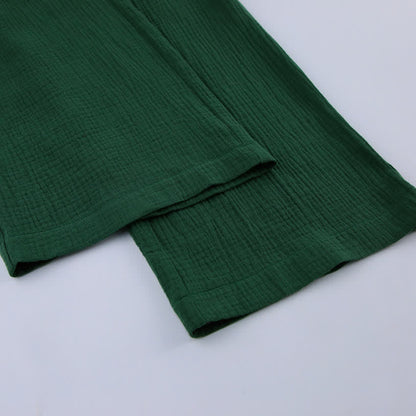Solid Color Cotton Gauze Kimono Pajamas