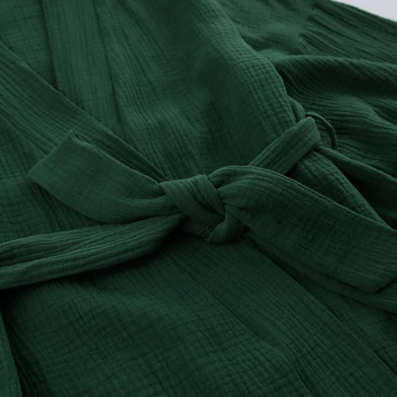 Solid Color Cotton Gauze Kimono Pajamas