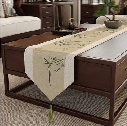 Oriental Ink-Wash Bamboo Table Runner