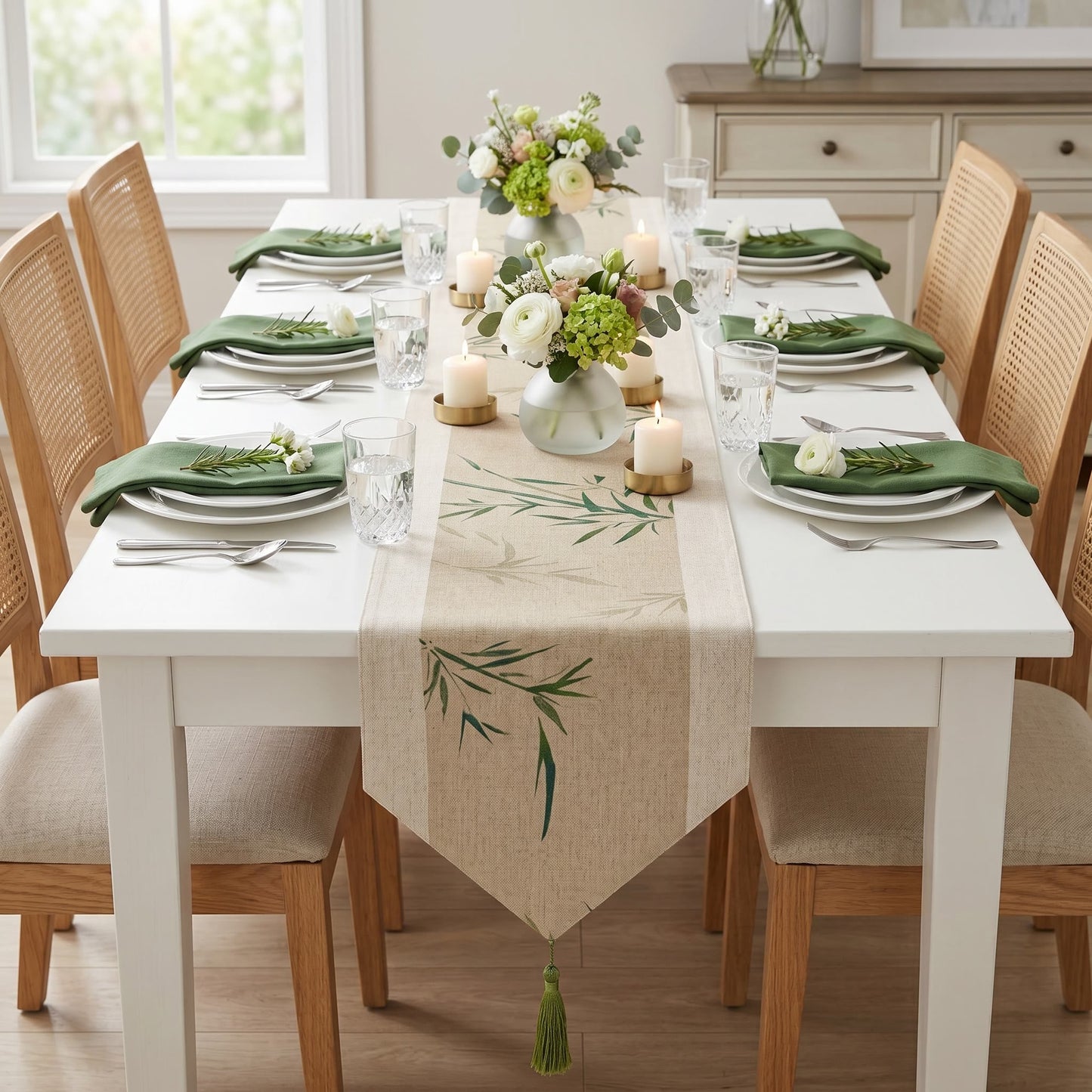 Oriental Ink-Wash Bamboo Table Runner