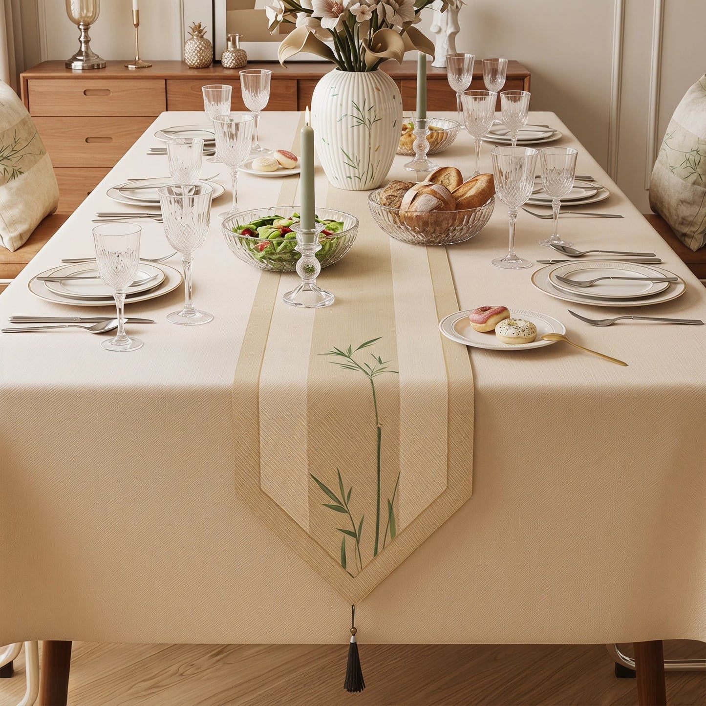 Elegant Ink-Wash Bamboo Table Runner