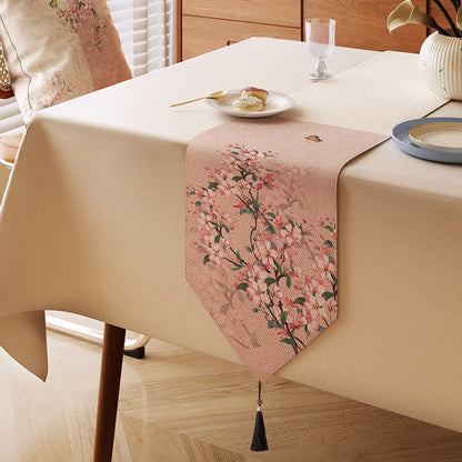 Painterly Crabapple Blossom Table Runner