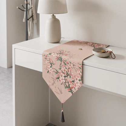 Painterly Crabapple Blossom Table Runner