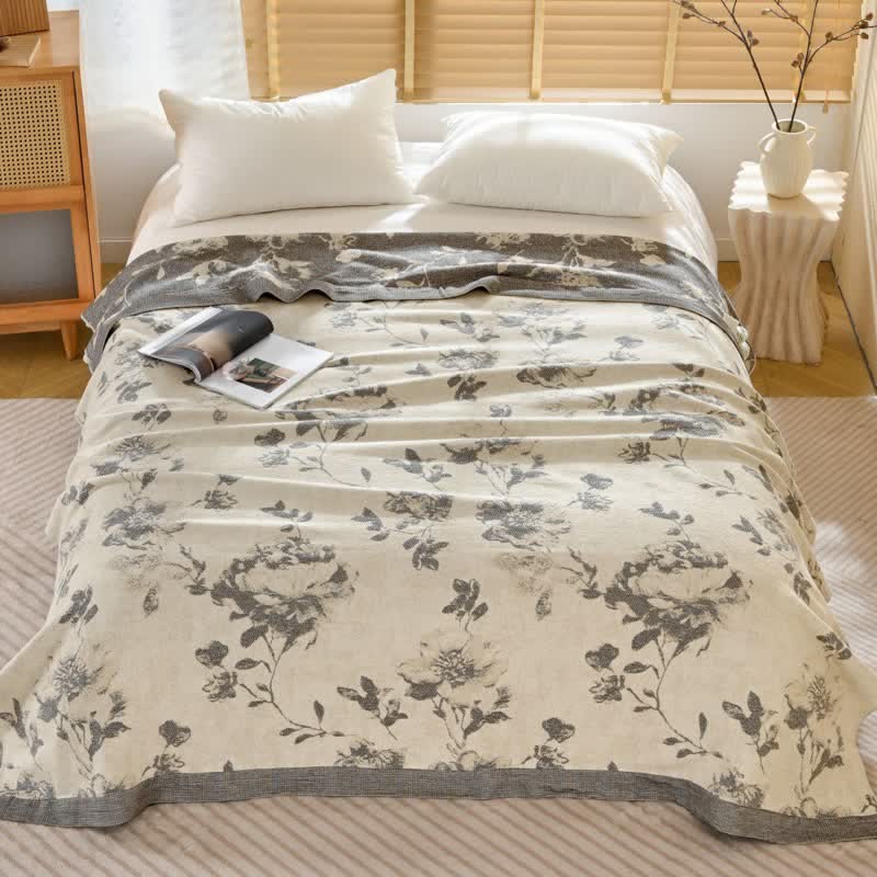 Vintage Floral Cotton Quilt Blanket