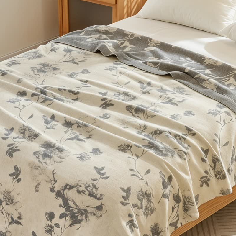 Vintage Floral Cotton Quilt Blanket