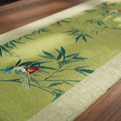 Green Bamboo & Birds Table Runner