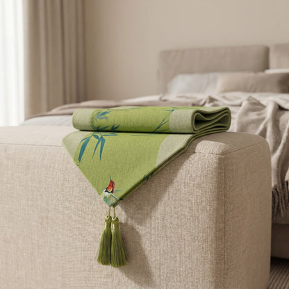 Green Bamboo & Birds Table Runner