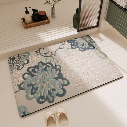 Floral Embossed Soft Non-Slip Bathroom Rug