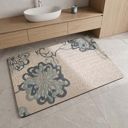 Floral Embossed Soft Non-Slip Bathroom Rug