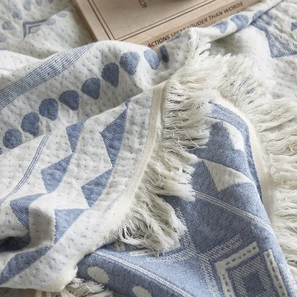Ethnic Floral & Geometric Pattern Cotton Blanket