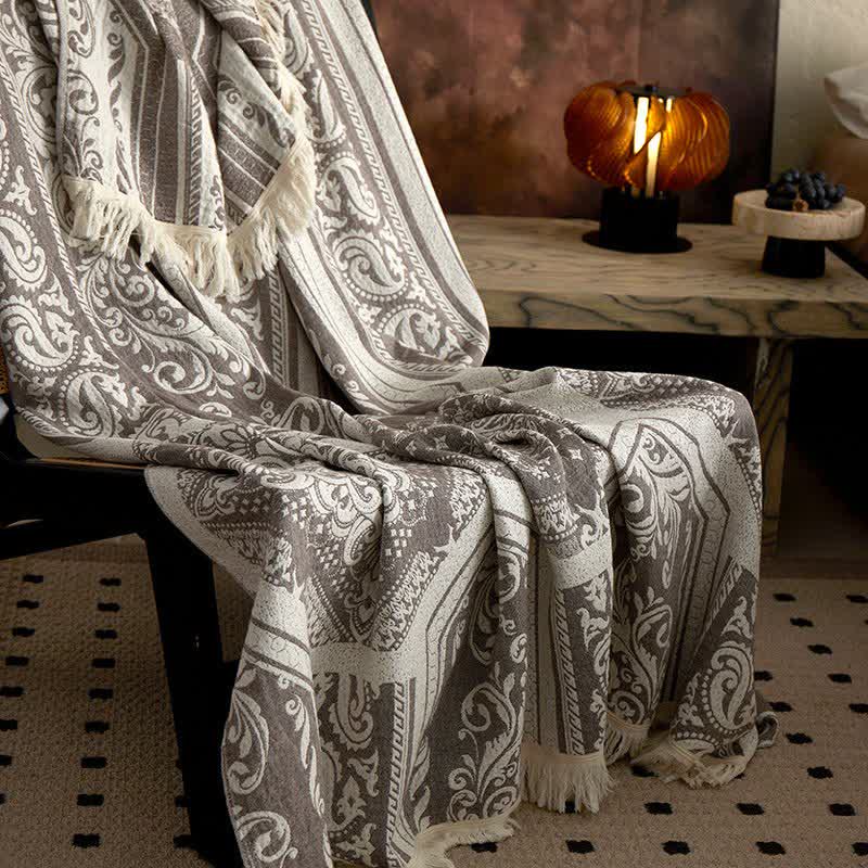 Damask Paisley Pattern Cotton Blanket