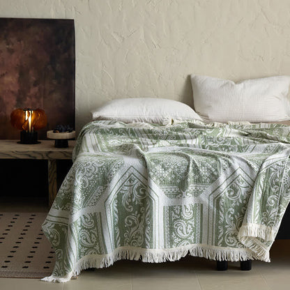 Damask Paisley Pattern Cotton Blanket