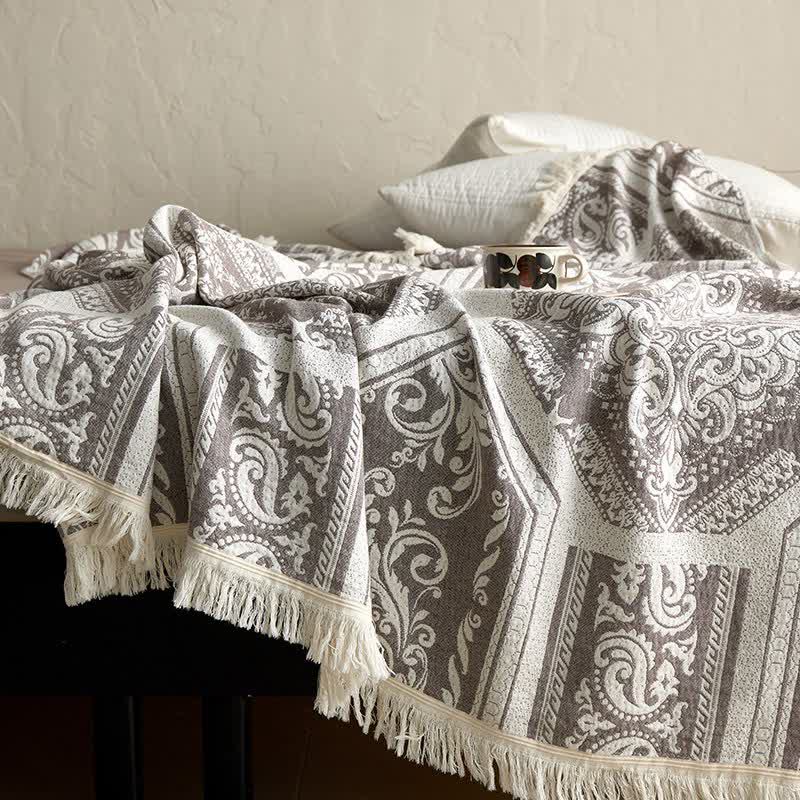 Damask Paisley Pattern Cotton Blanket