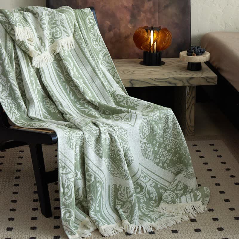 Damask Paisley Pattern Cotton Blanket