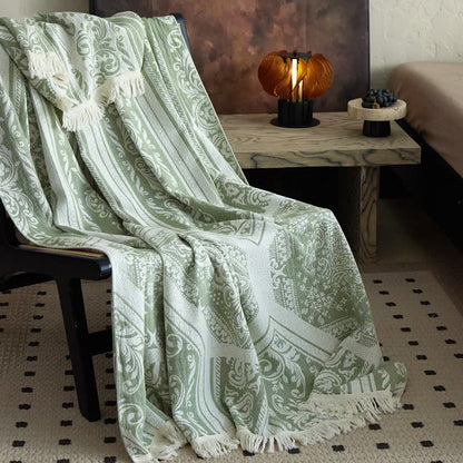 Damask Paisley Pattern Cotton Blanket