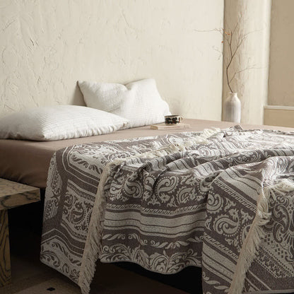 Damask Paisley Pattern Cotton Blanket
