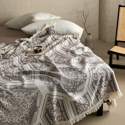 Damask Paisley Pattern Cotton Blanket