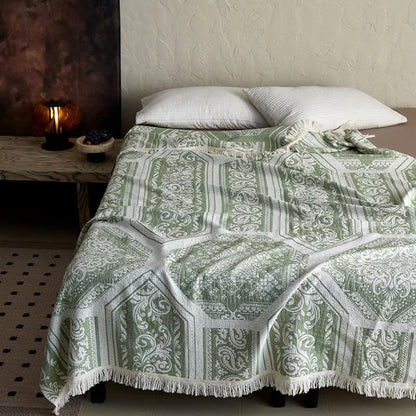 Damask Paisley Pattern Cotton Blanket