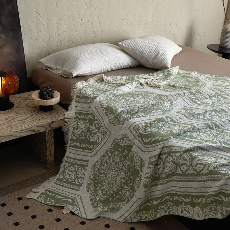 Damask Paisley Pattern Cotton Blanket