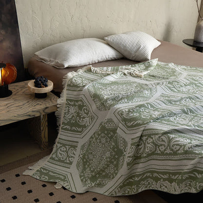 Damask Paisley Pattern Cotton Blanket