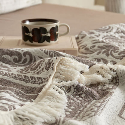 Damask Paisley Pattern Cotton Blanket