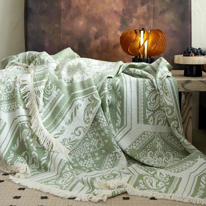 Damask Paisley Pattern Cotton Blanket