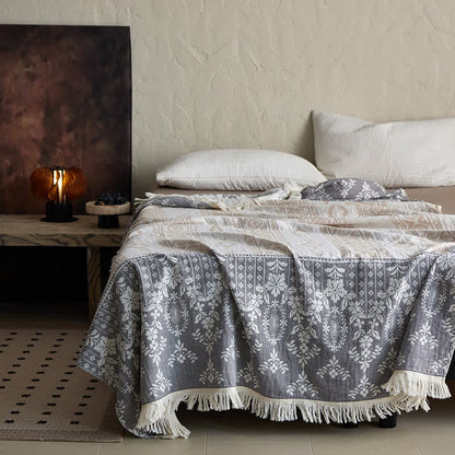 Vintage Floral Pattern Cotton Gauze Blanket