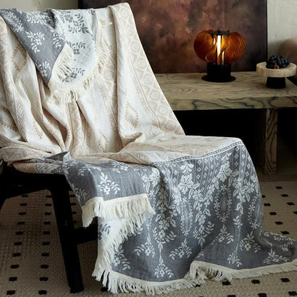 Vintage Floral Pattern Cotton Gauze Blanket