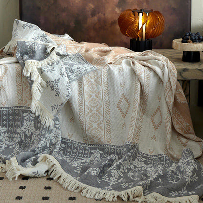 Vintage Floral Pattern Cotton Gauze Blanket
