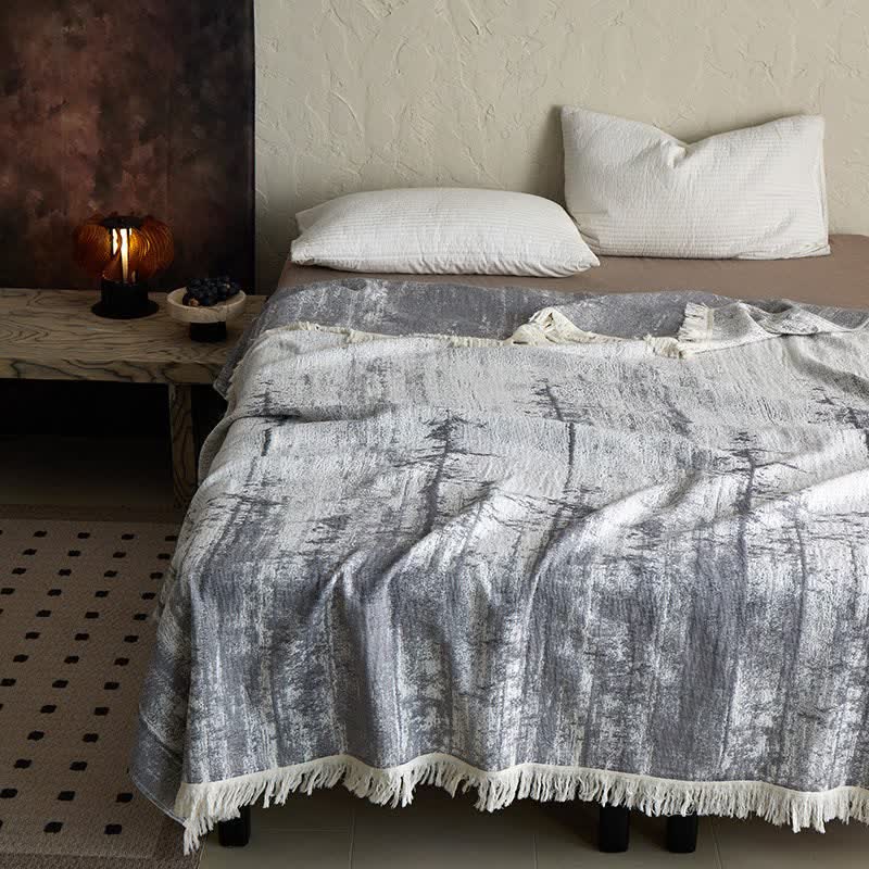 Abstract Ink Style Cotton Gauze Blanket