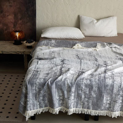Abstract Ink Style Cotton Gauze Blanket