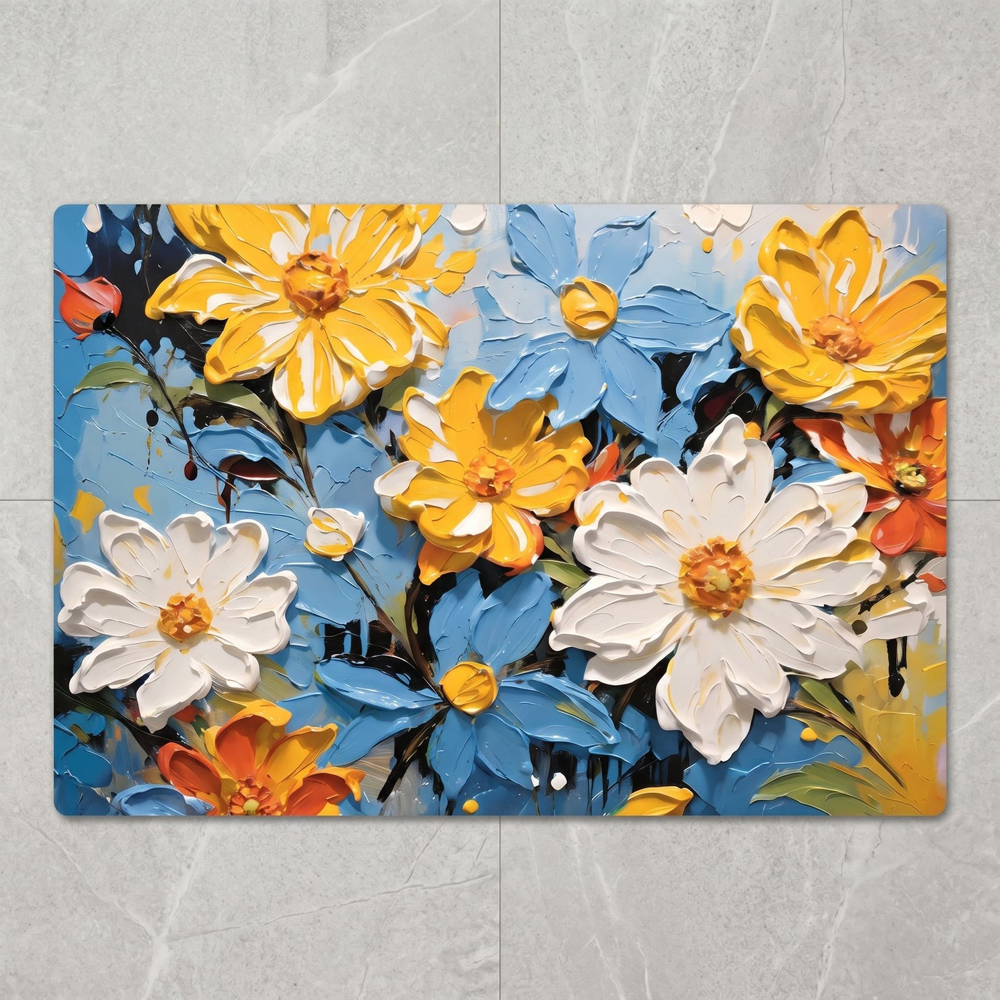 Vibrant Impressionist Floral Bathroom Rug