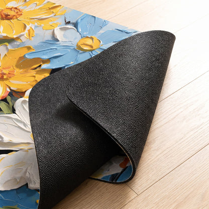 Vibrant Impressionist Floral Bathroom Rug
