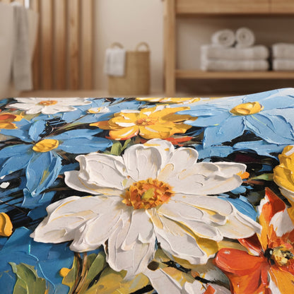 Vibrant Impressionist Floral Bathroom Rug