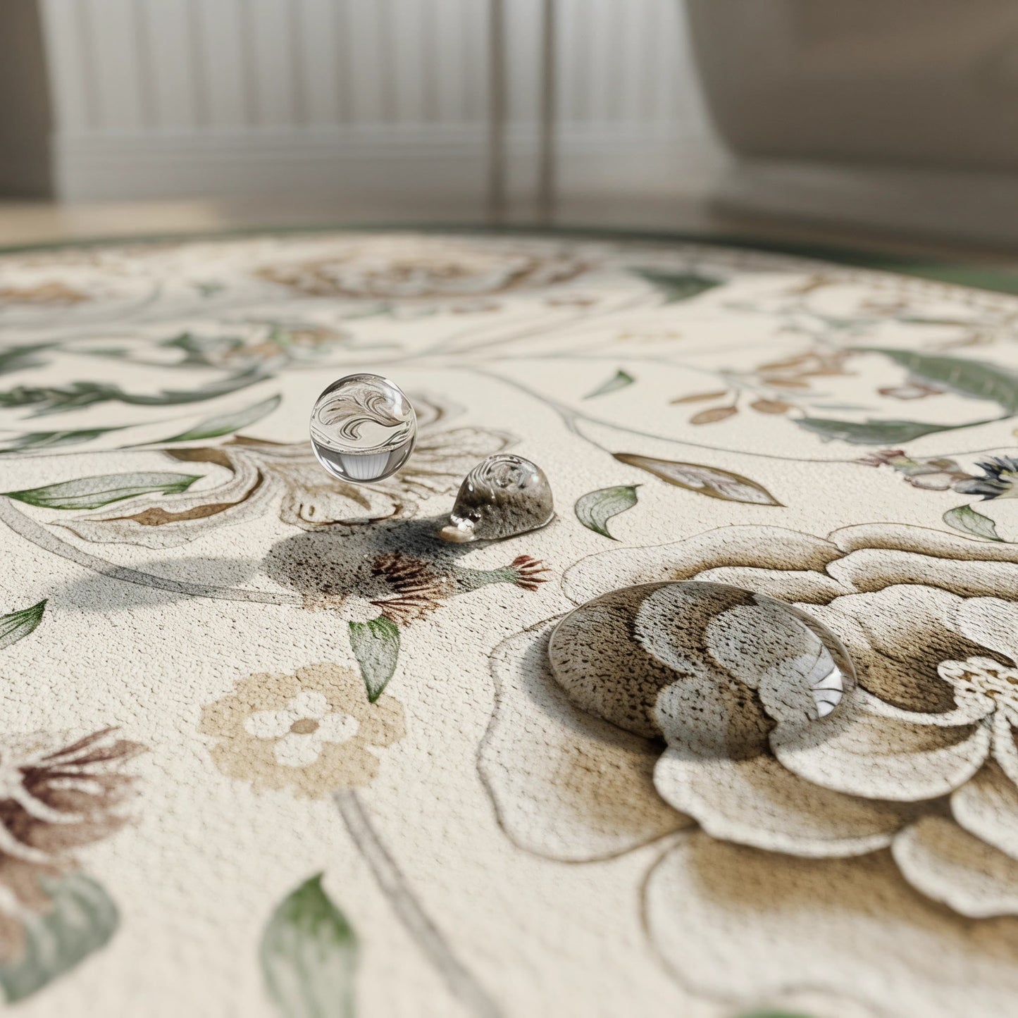 Oval Vintage Botanical Floral Bathroom Rug
