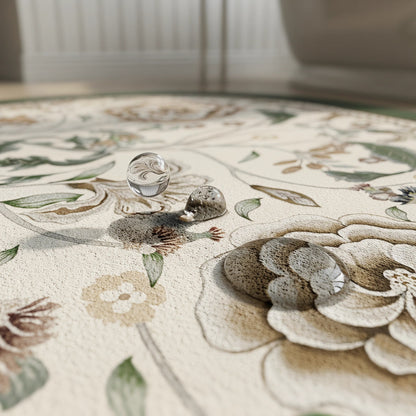 Oval Vintage Botanical Floral Bathroom Rug