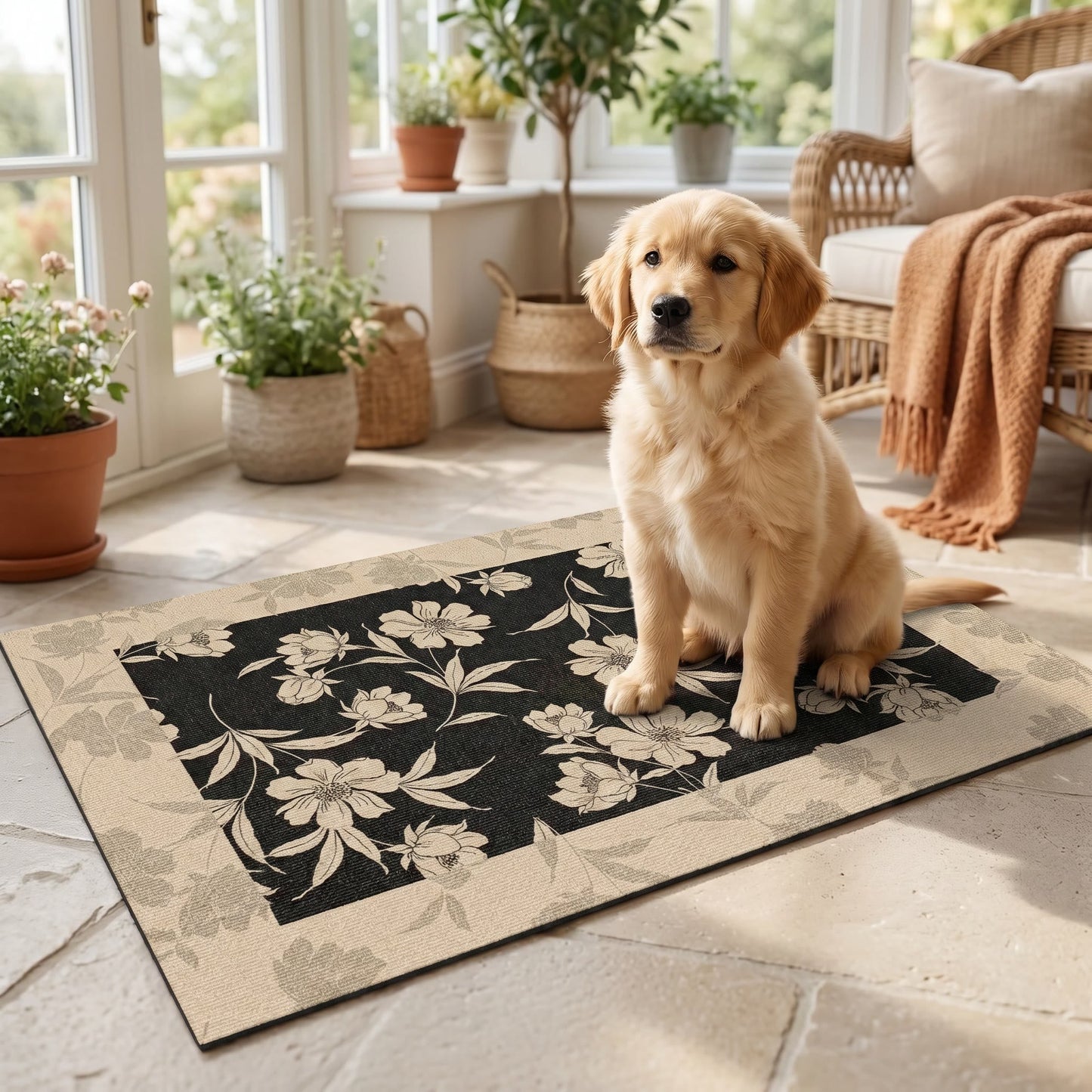Vintage Peony Diatomaceous Earth Bathroom Rug