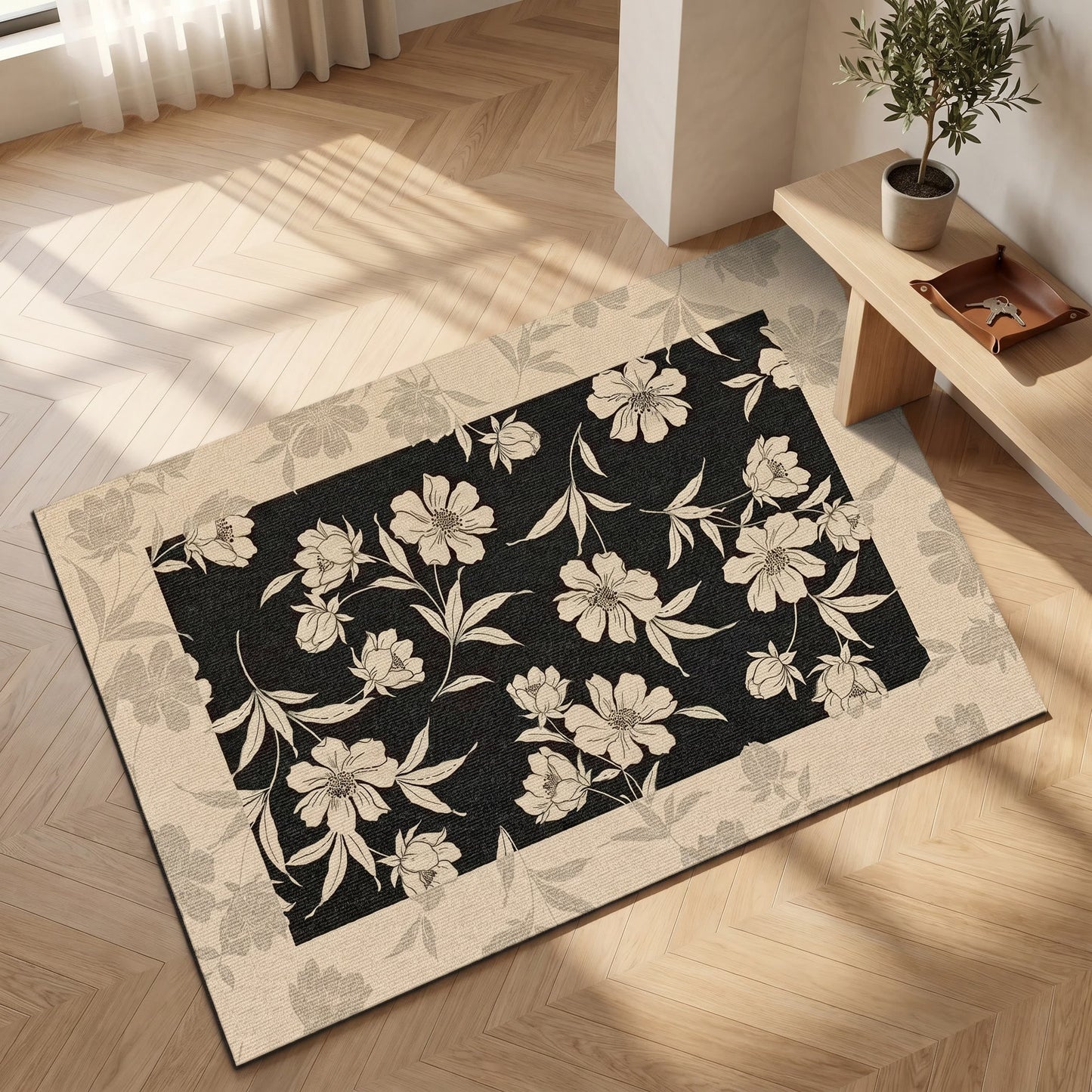 Vintage Peony Diatomaceous Earth Bathroom Rug
