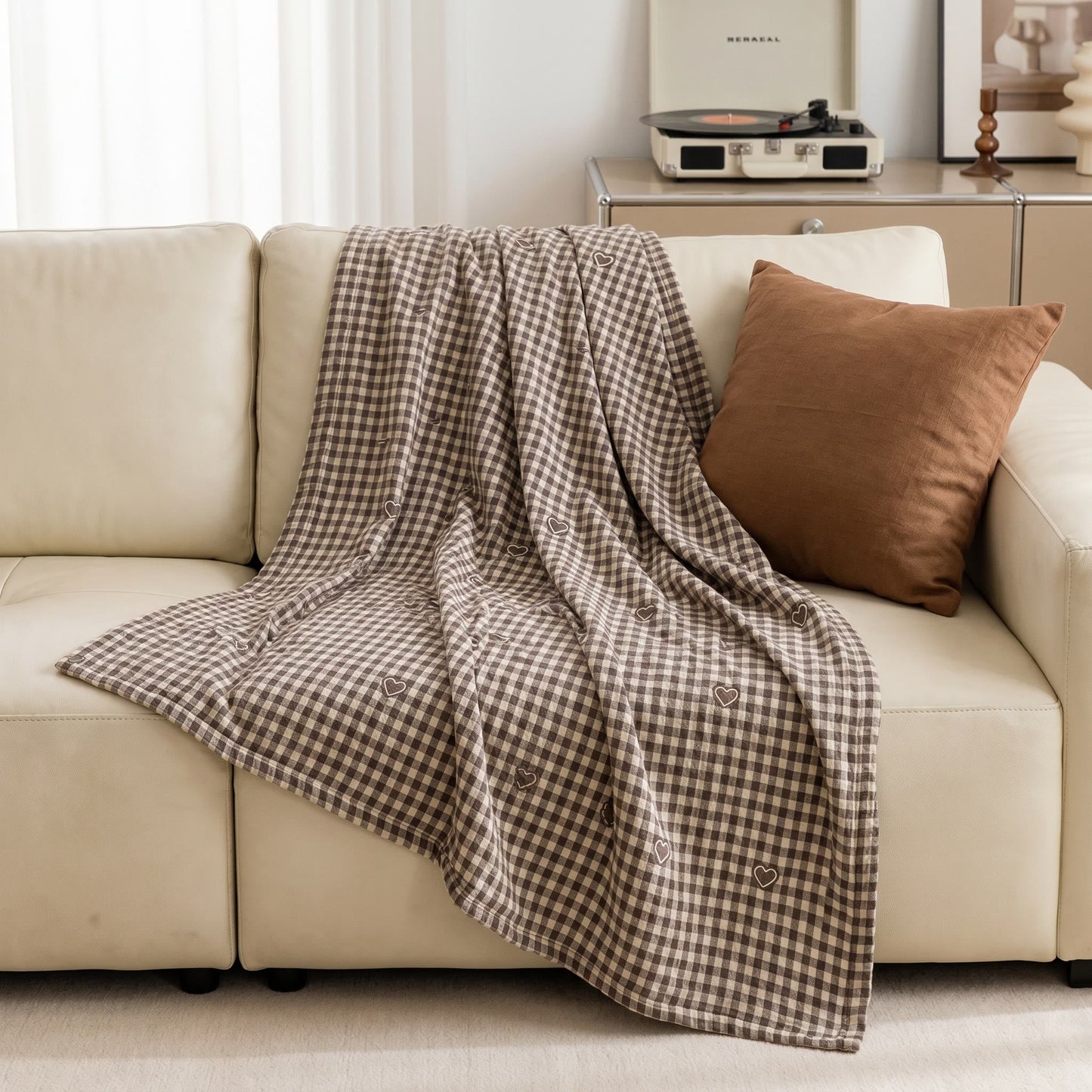 Vintage Checker Heart Cotton Bedding Set