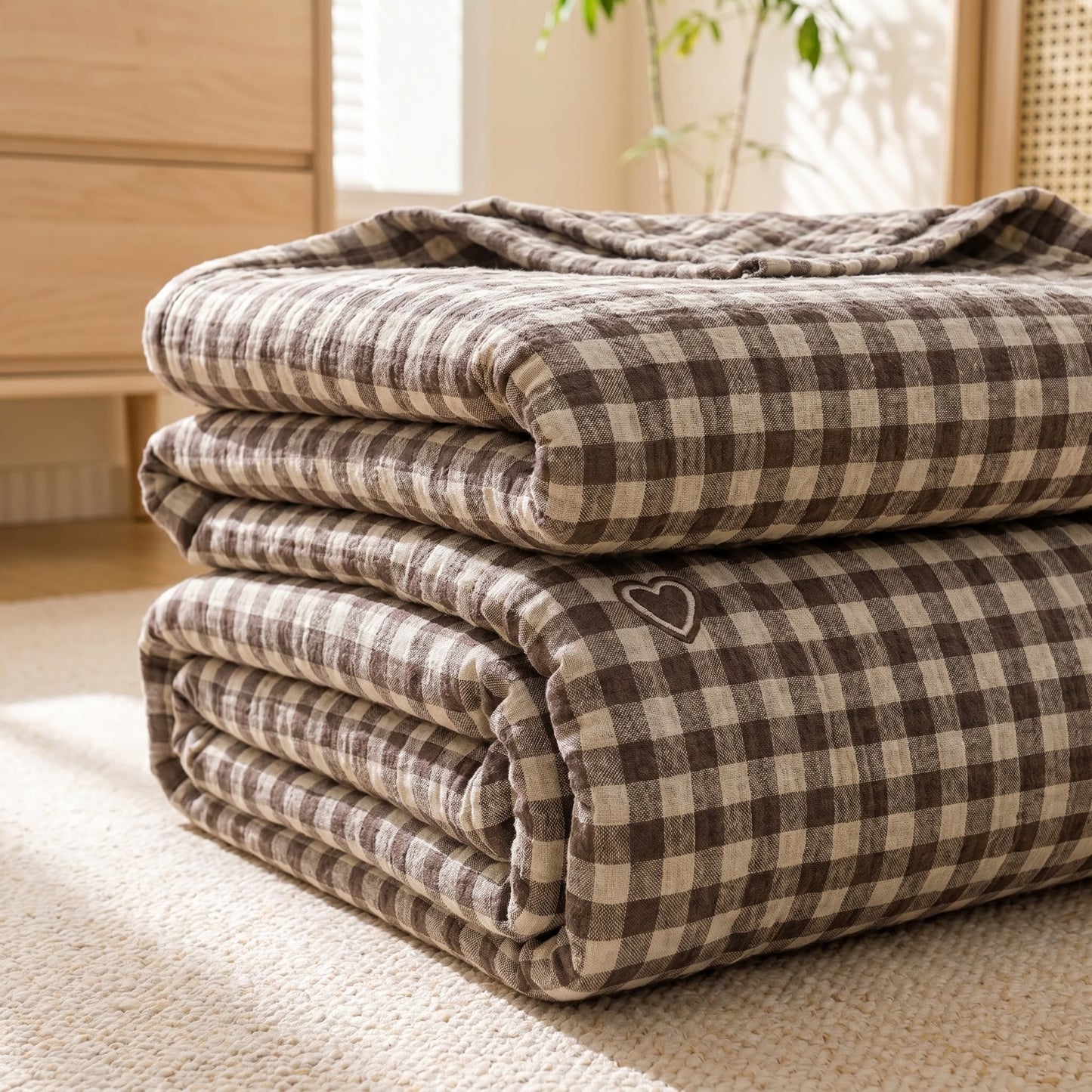 Vintage Checker Heart Cotton Bedding Set