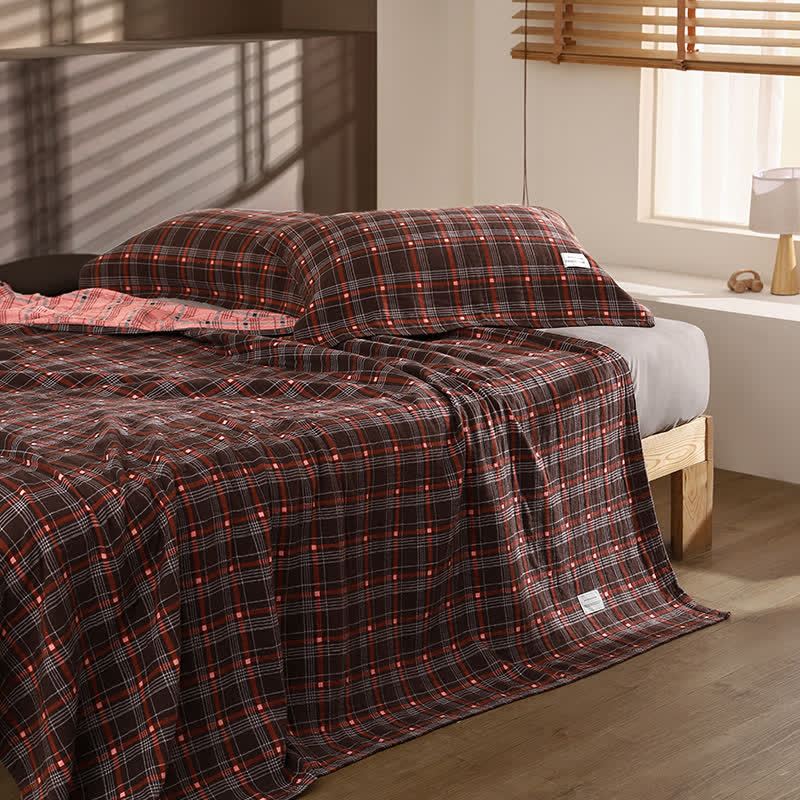 Vintage Plaid Cotton Gauze Quilt