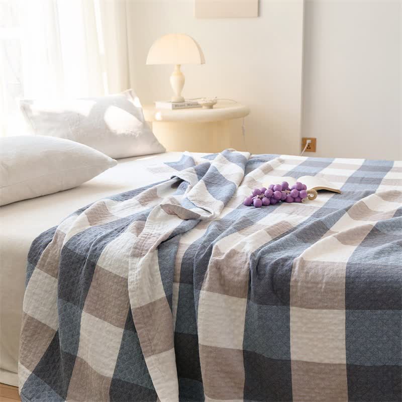 Multi-Tone Plaid Cotton Bedding Set